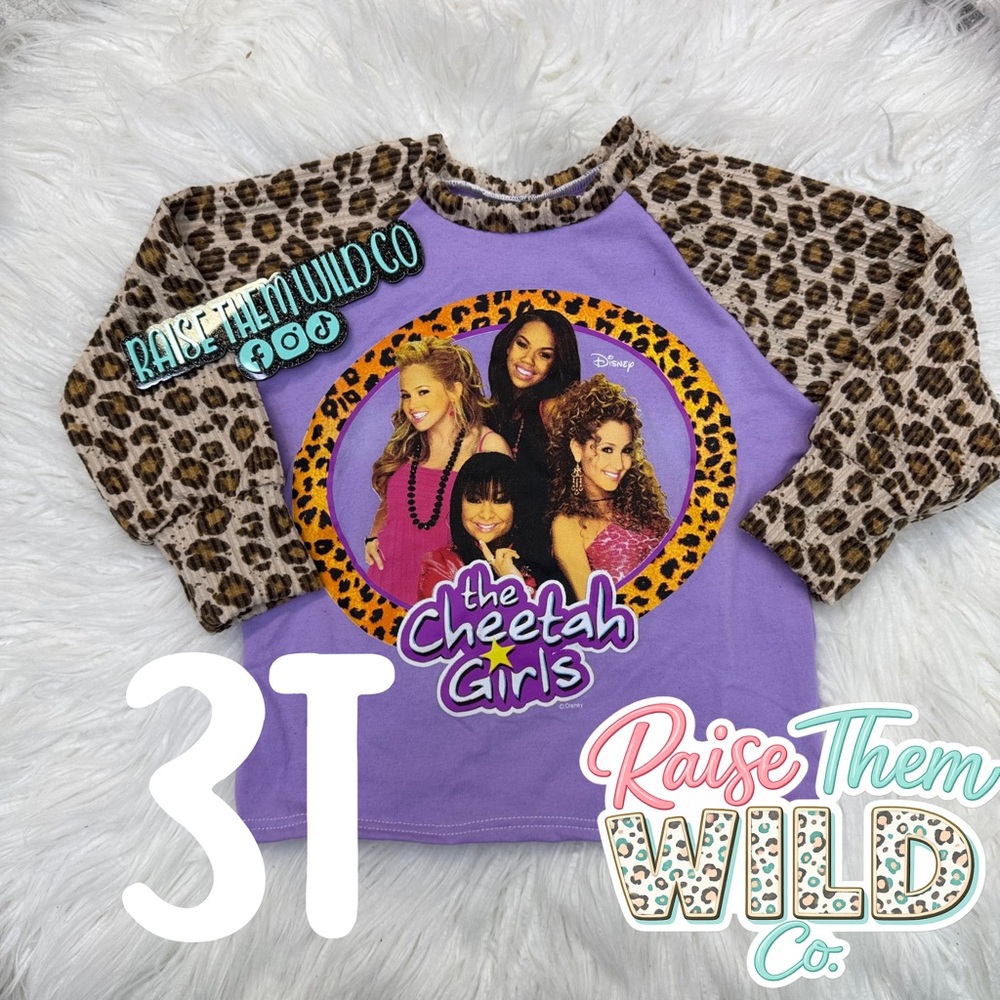 Purple Cheetah Girls upcycle Long Sleeve Tee